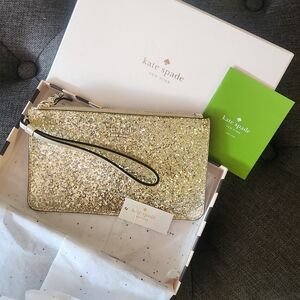 Kate Spade Gold Glitter Wristlet